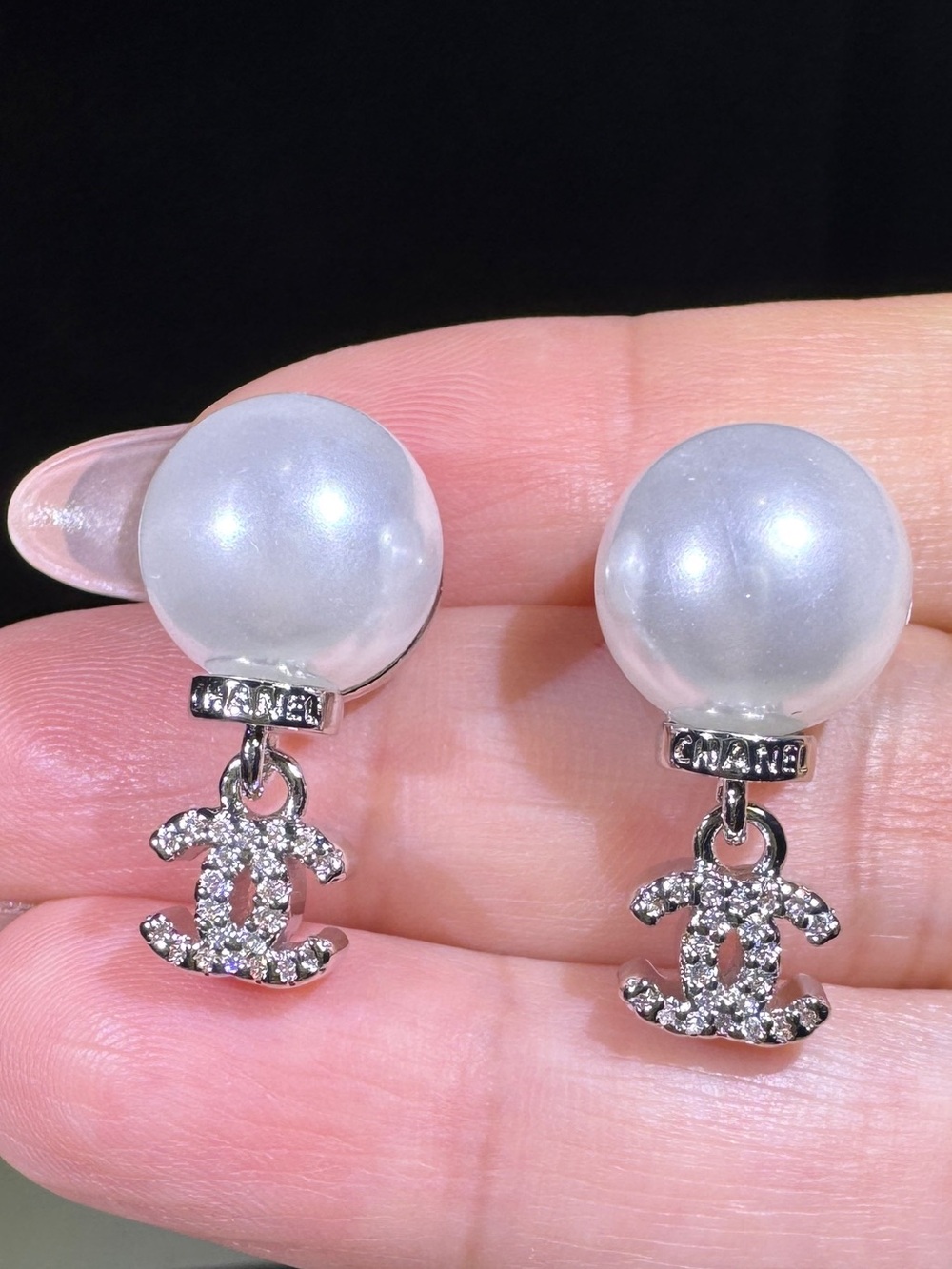 S925 Posts Pearl & Crystal Dangle Earrings